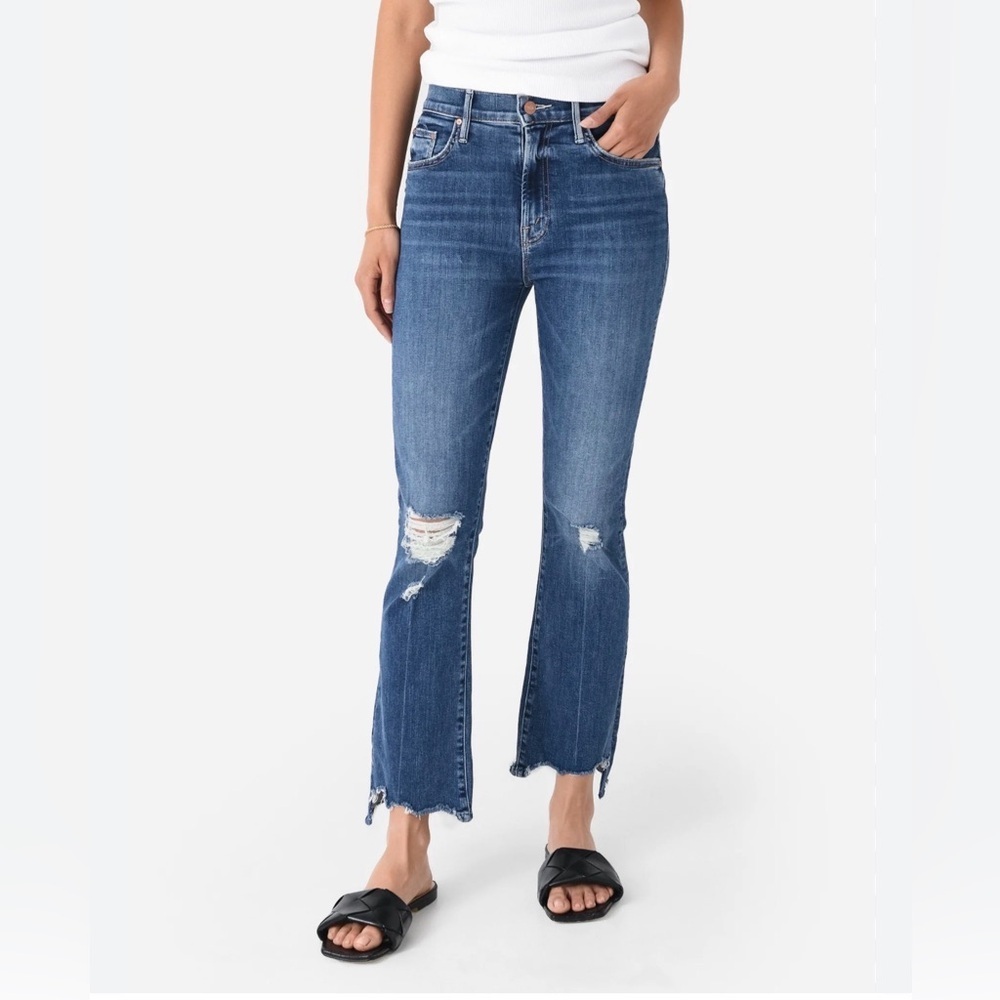 MOTHER The Insider Crop Step Chew Dancing on Coals 28 Raw Hem Ankle Distressed
